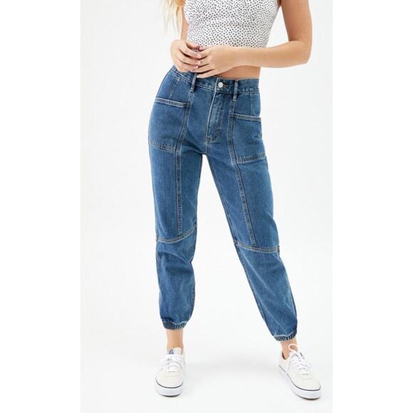 PacSun Denim - PacSun Super High Rise Seamed Denim Joggers